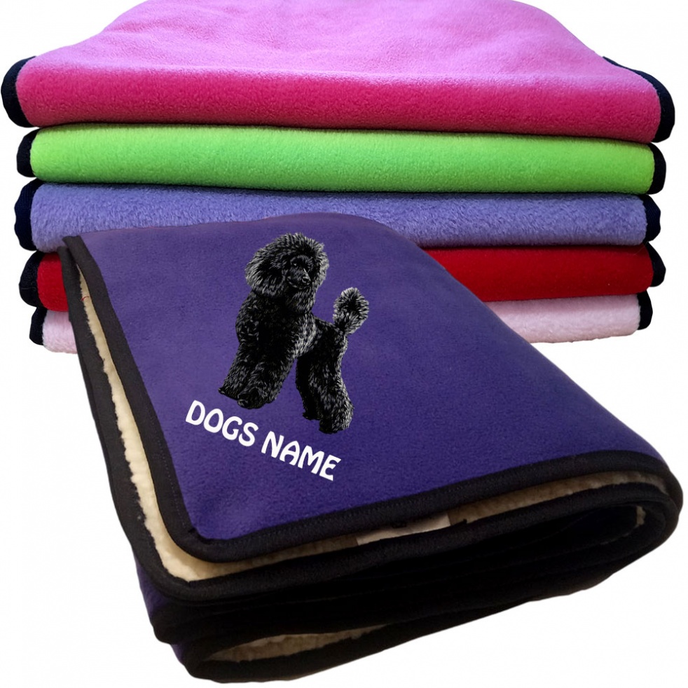 Poodle Personalised Dog Blankets  -  Design DJ785 BLACK