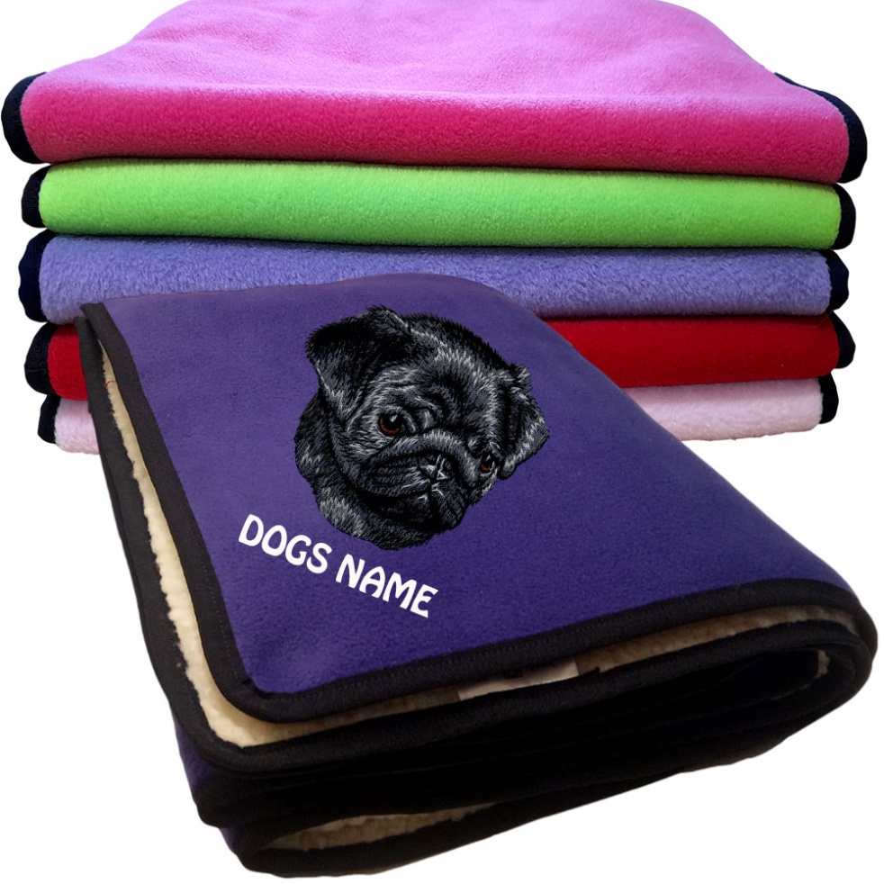 Pug Personalised Dog Blankets  -  Design D573