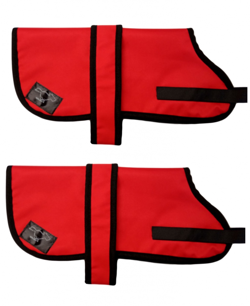 Pug Personalised Waterproof Dog Coats | Red