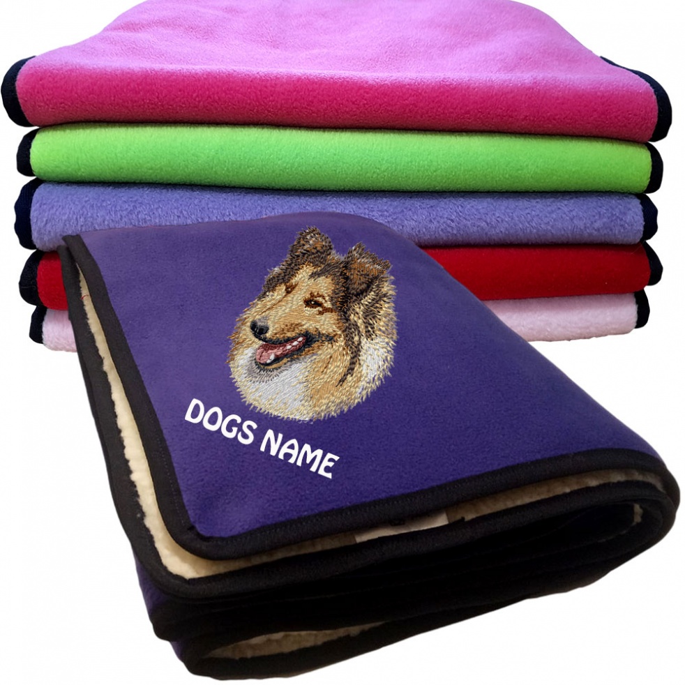 Rough Collie Personalised Dog Blankets  -  Design DV417