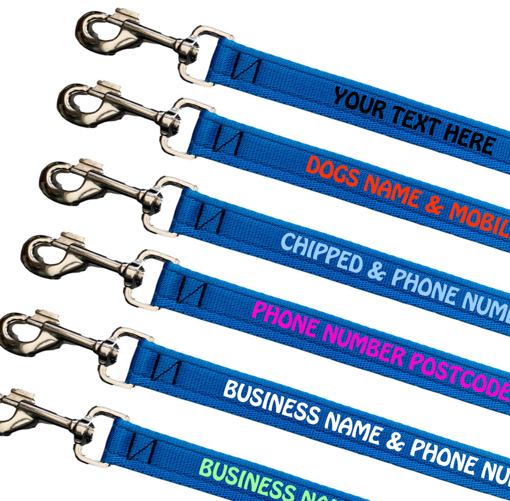 Embroidered Dog Leads Lightweight Range - Sapphire