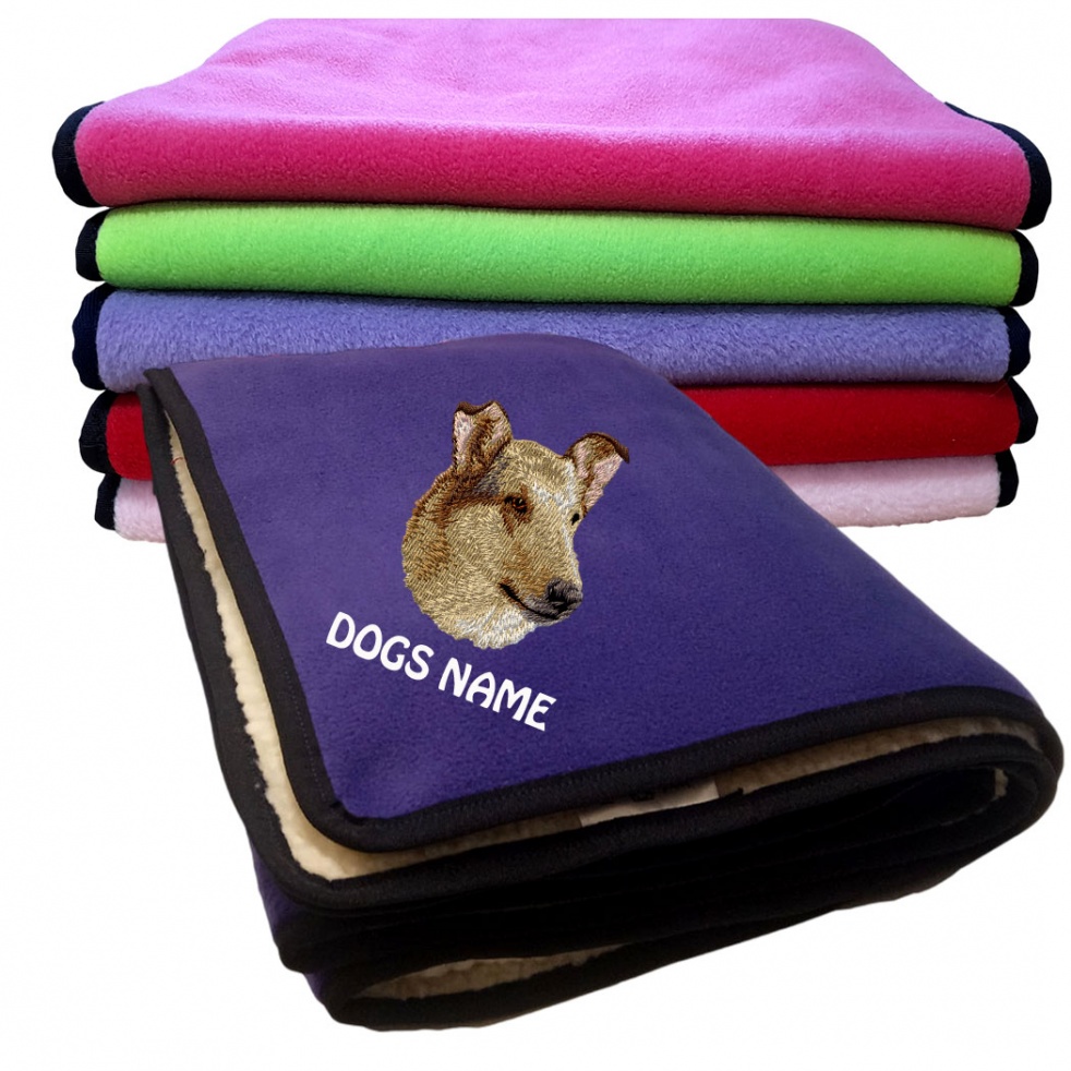 Smooth Collie Personalised Luxury Fleece Dog Blankets Plain Colours