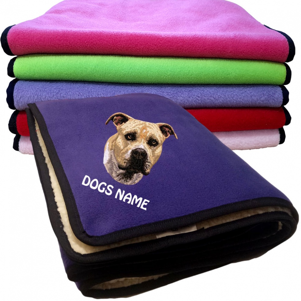 Staffordshire Terrier Personalised Dog Blankets  -  Design DM368