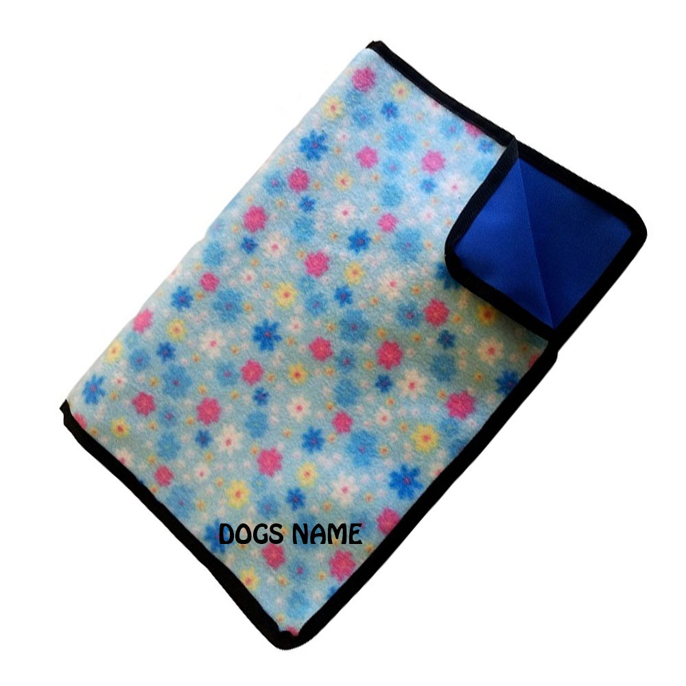 Half Price |  Waterproof Dog Blanket | Blue Flowers