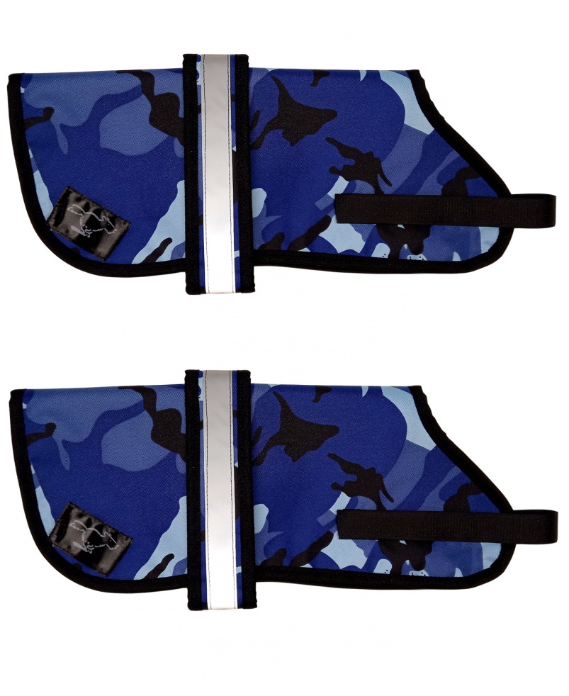 Personalised Waterproof Dog Coats | Blue Camouflage
