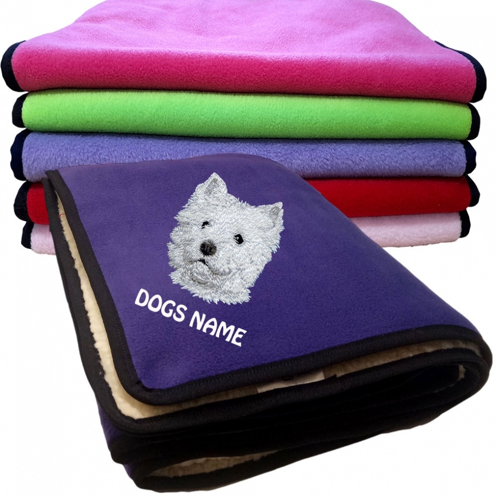 West Highland White Terrier Personalised Dog Blankets  -  Design D126
