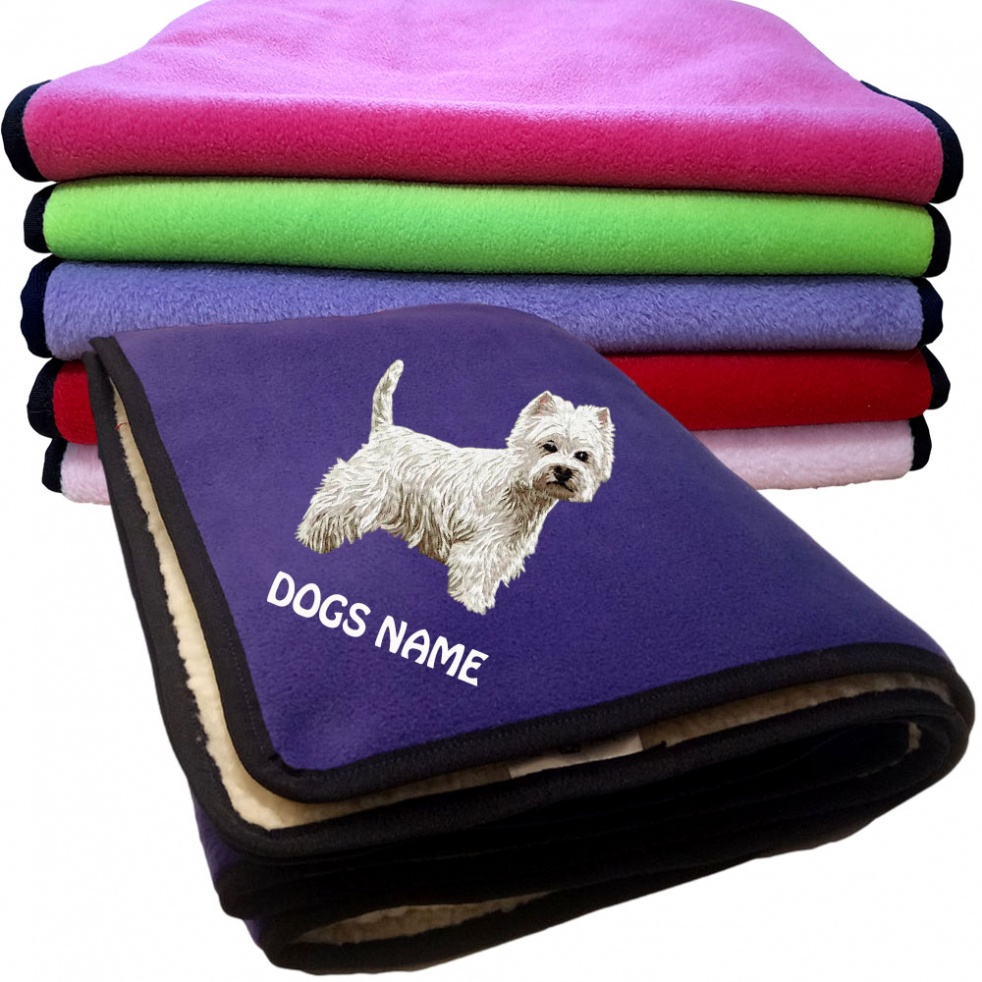 West Highland White Terrier Personalised Dog Blankets  -  Design DM177
