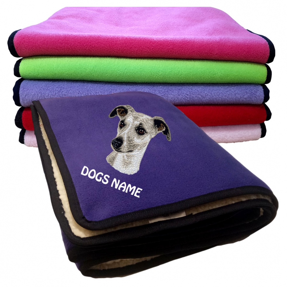 Whippet Personalised Luxury Fleece Dog Blankets Plain Colours
