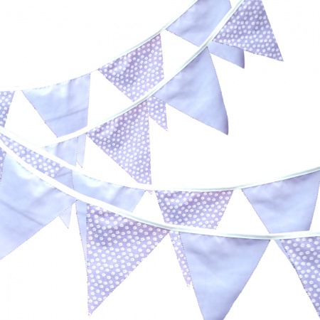 Bunting - Lilac Ditsy Flowers - 12 Flags - 10 ft length ( 3 metres)