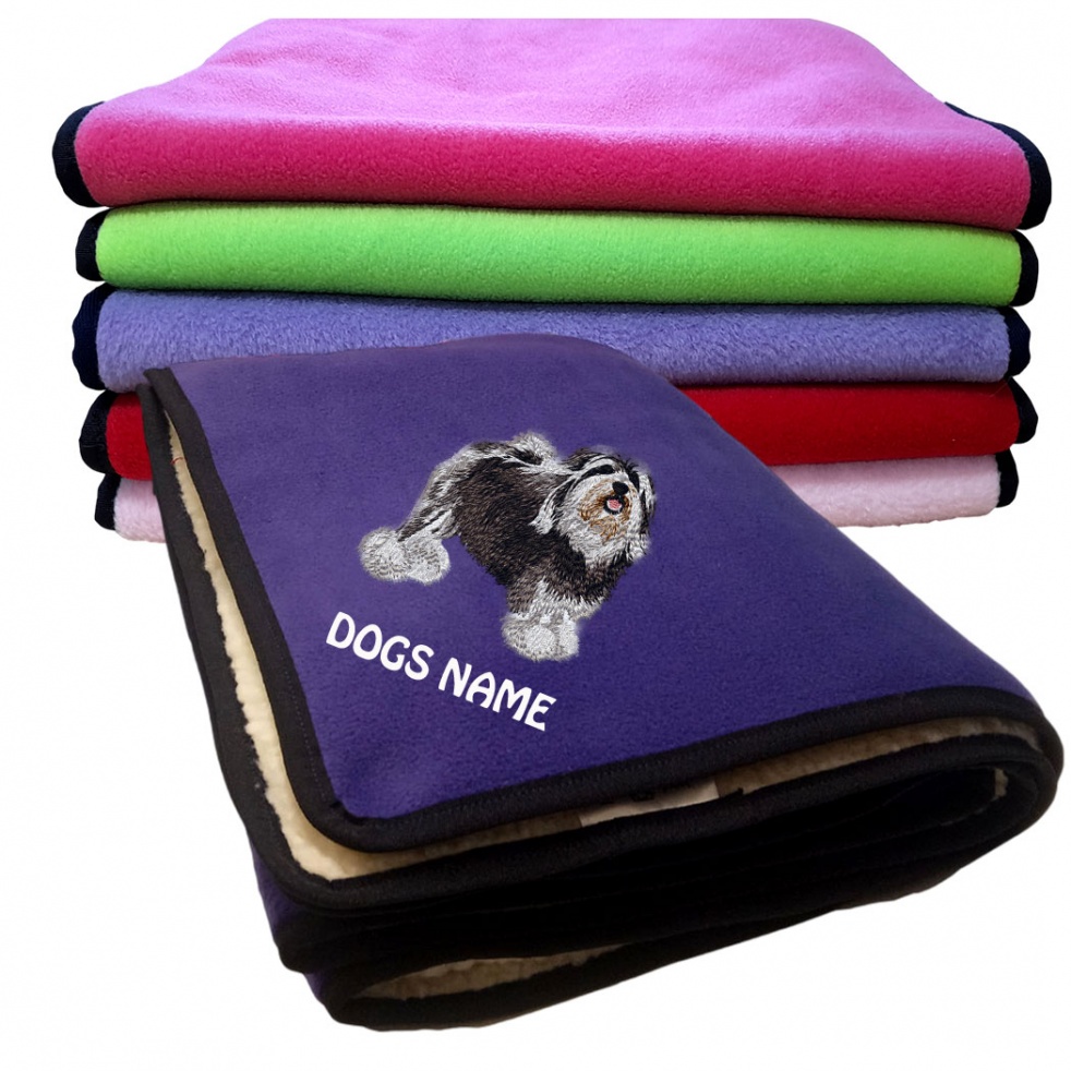 Lowchen Personalised Luxury Fleece Dog Blankets Plain Colours