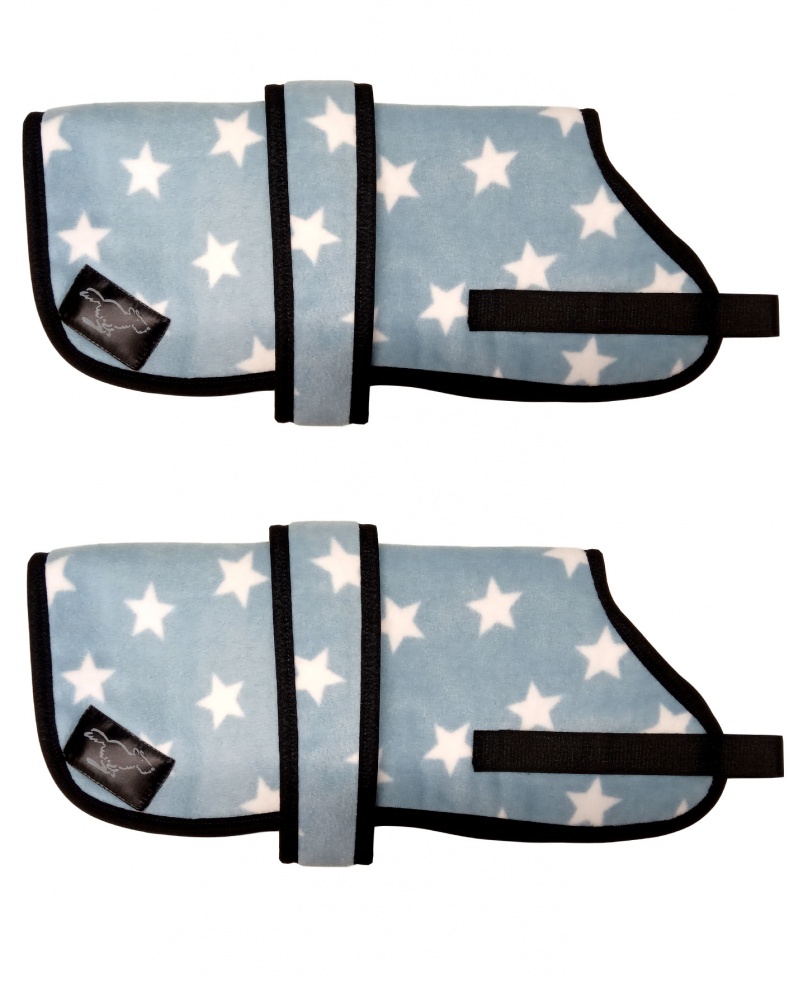 Personalised Fleece Dog Coats - Blue Stars