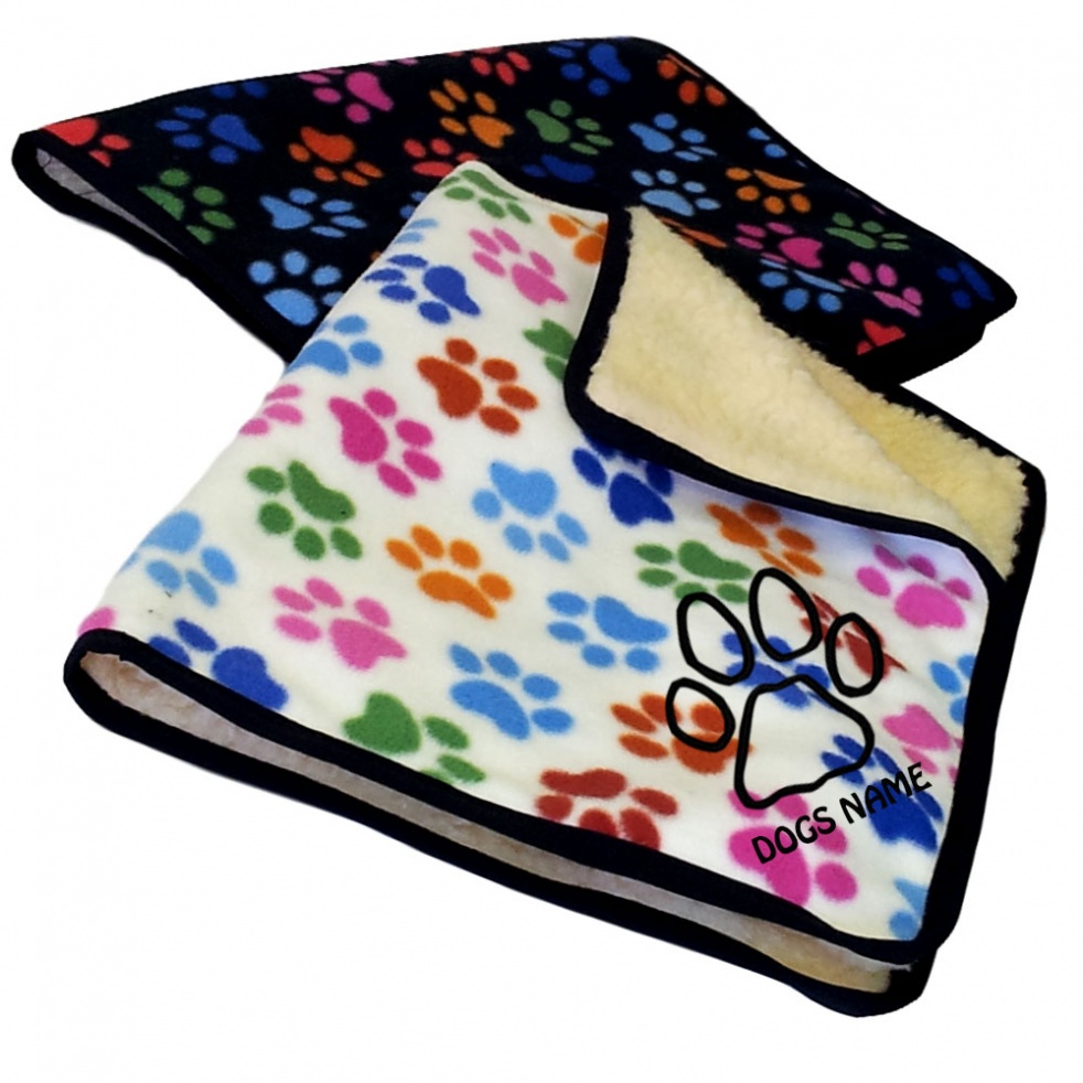 Personalised Dog Blankets  - Paw Print Design - Sale