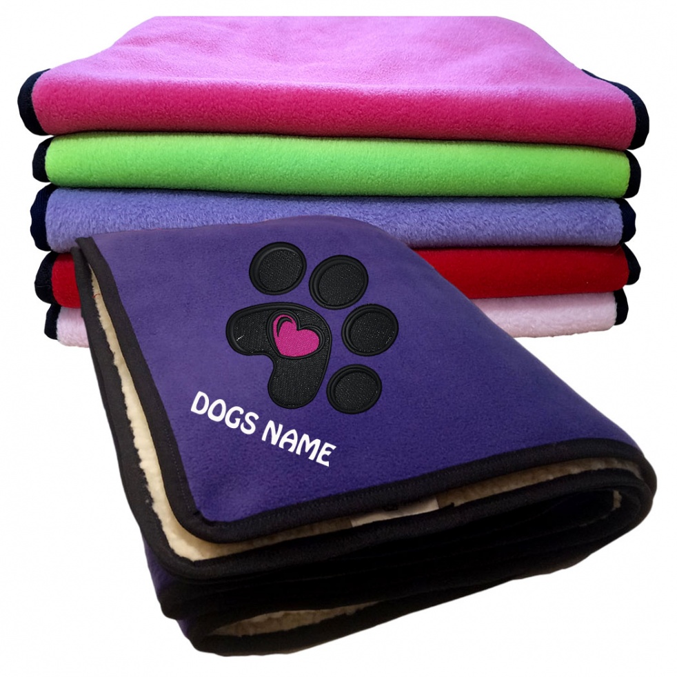 Affenpinscher Personalised Dog Blankets | Heart Paw Print Design