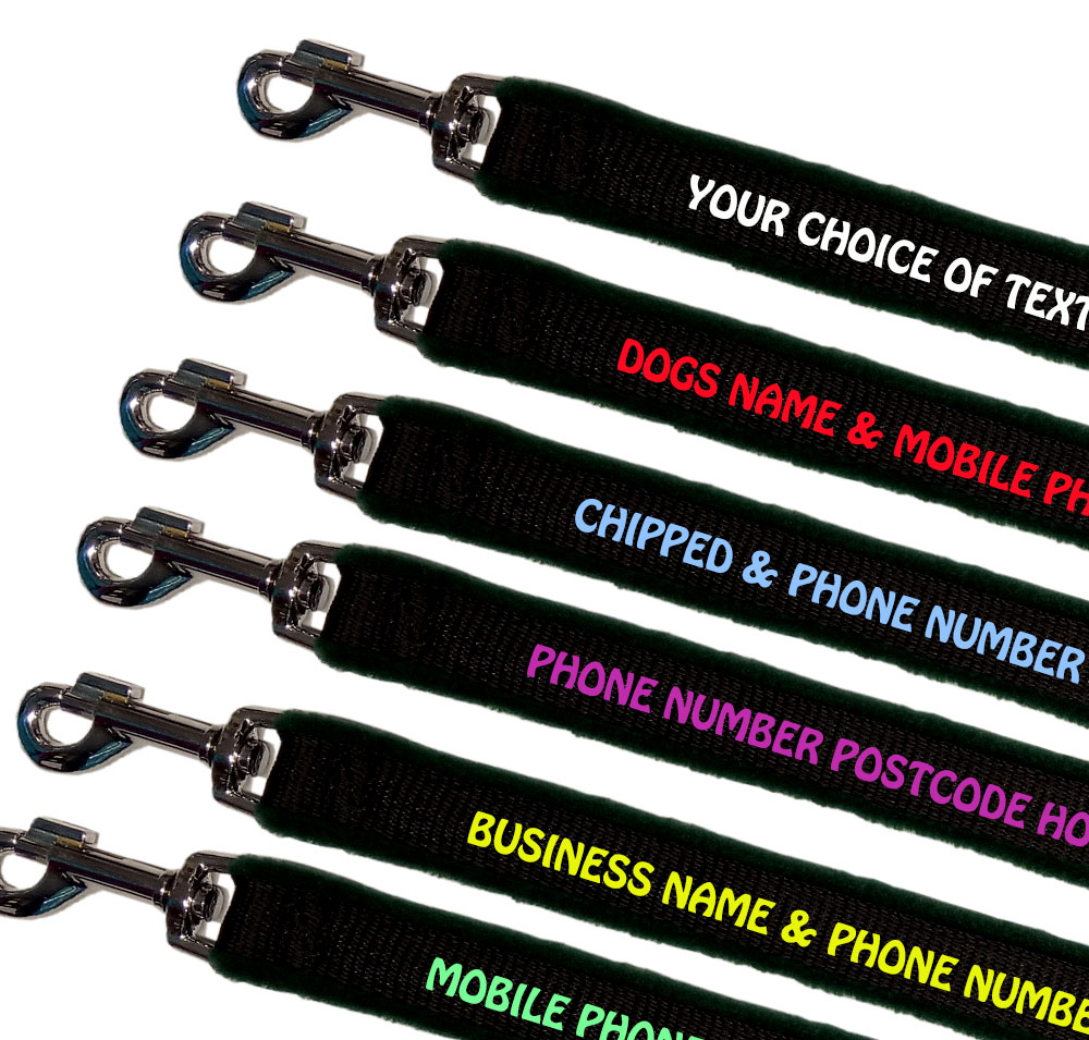 Personalised Dog Leads Fleece Lined - Bottle Green