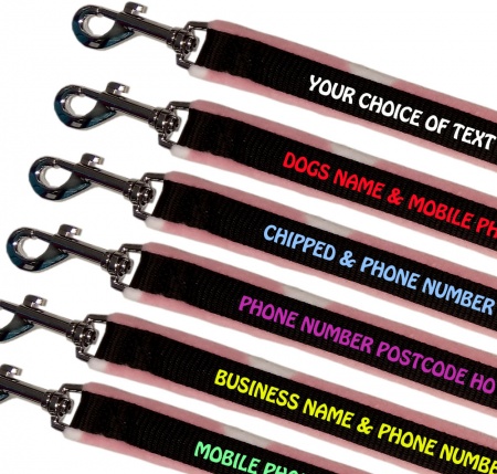 Personalised Dog Leads Fleece Lined - Pink Hearts