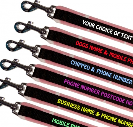 Personalised Dog Leads Fleece Lined - Light Pink Stars
