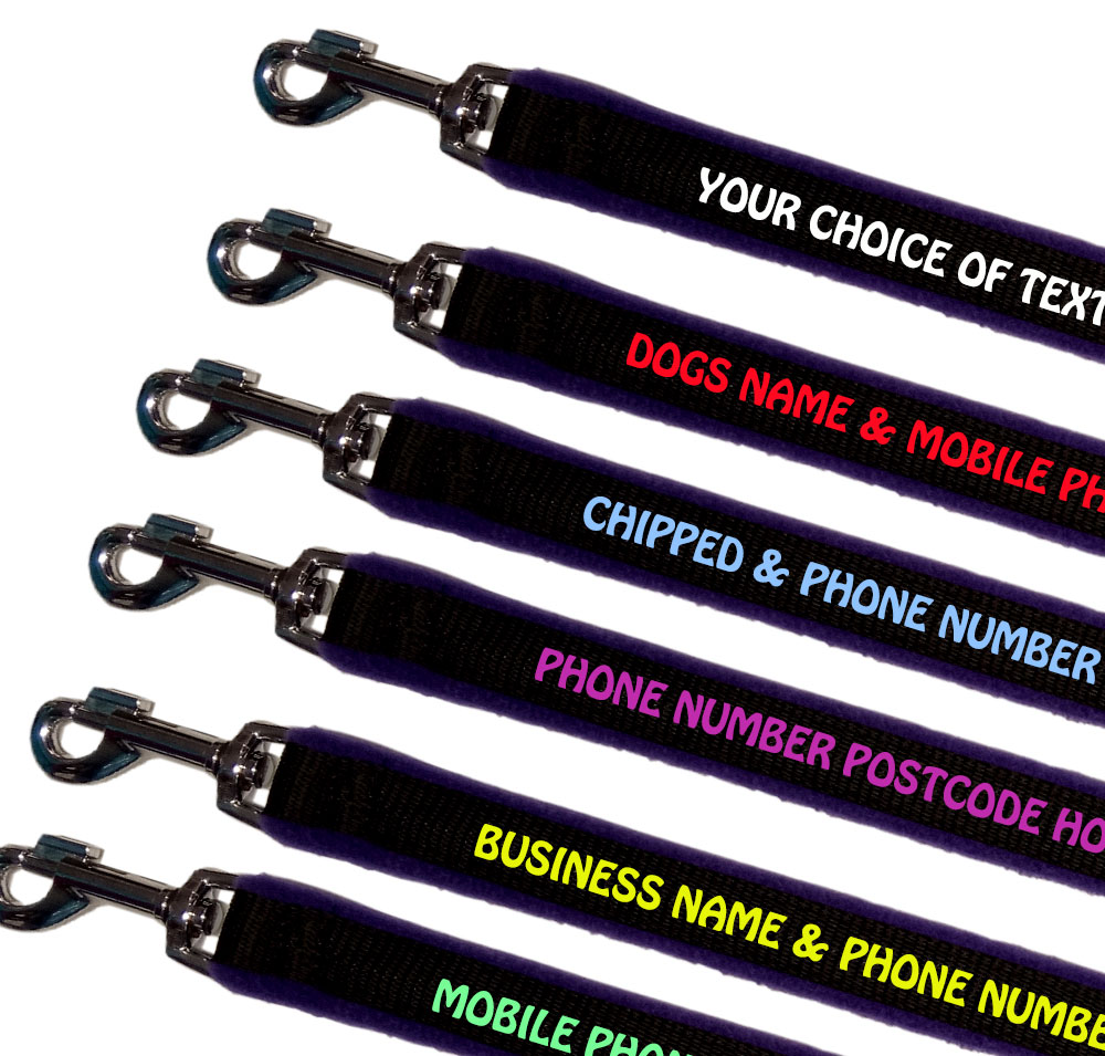 Personalised Dog Leads Fleece Lined - Purple