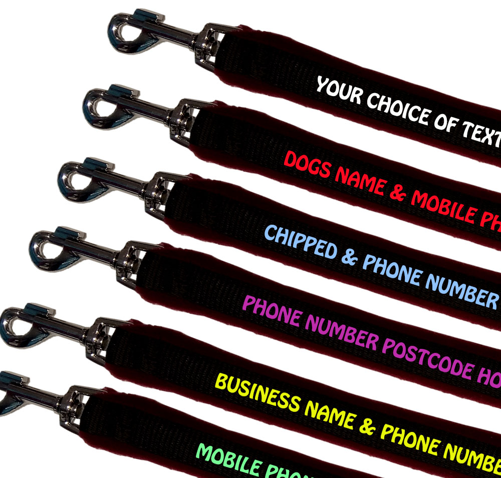 Personalised Dog Leads Fleece Lined - Wine