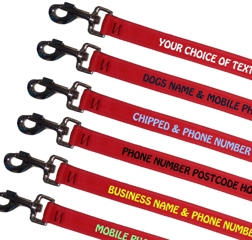 Personalised Dog Leads Lightweight Range - Red