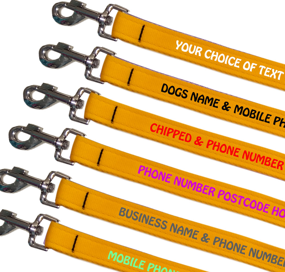 Personalised Dog Leads Lightweight Range - Yellow