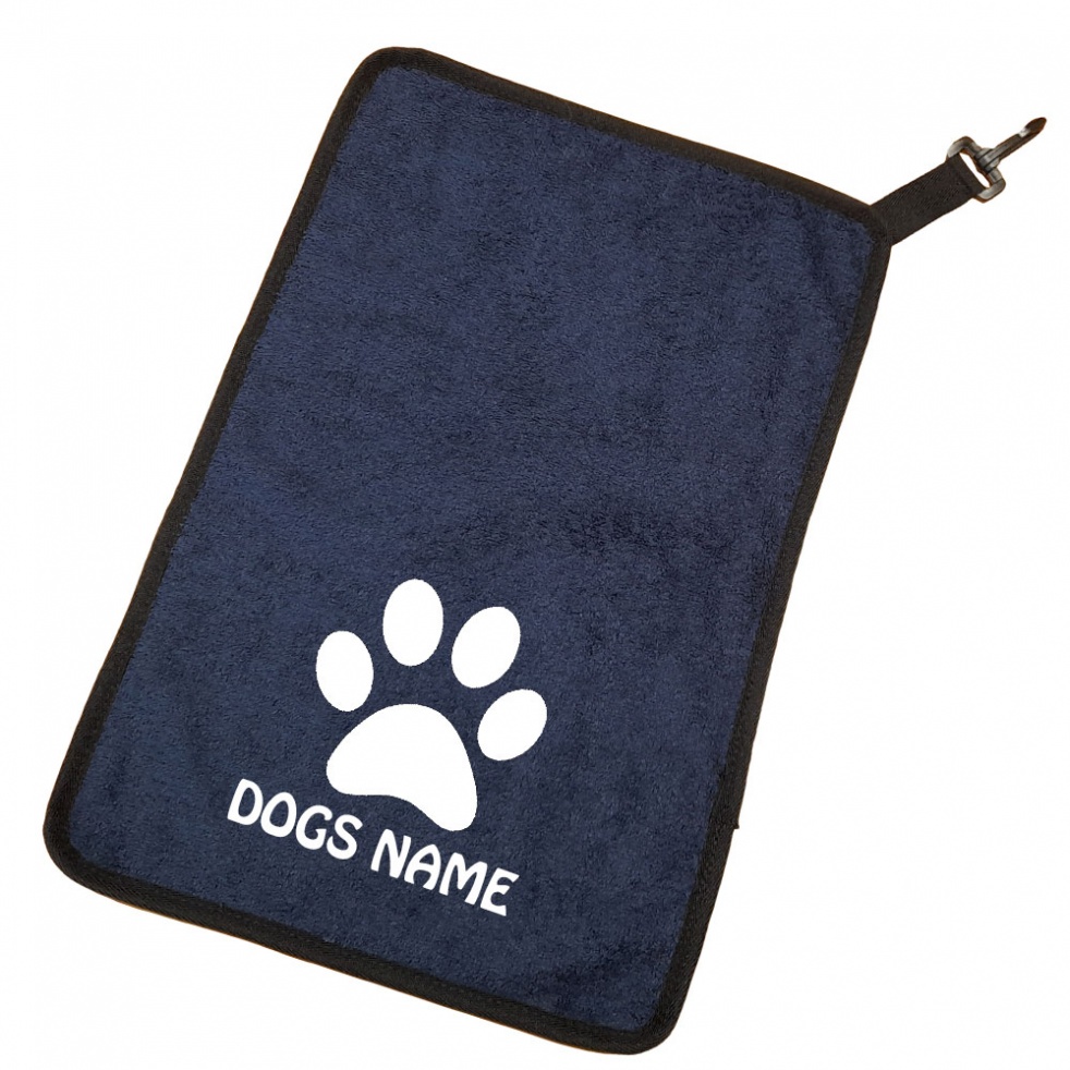 Personalised Dog Towel For Paws Bellies / Ideal Slobber Cloth - Single Paw Print