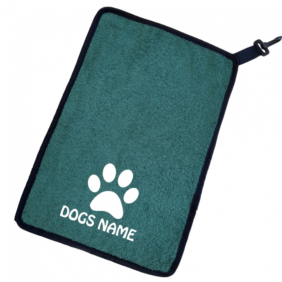 Personalised Dog Towel For Paws Bellies / Ideal Slobber Cloth - Single Paw Print