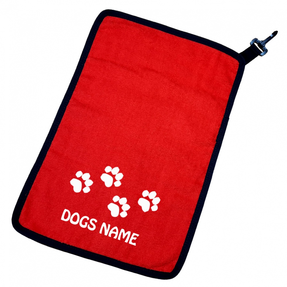Personalised Dog Towel For Paws Bellies / Ideal Slobber Cloth - Tiny Paw Print