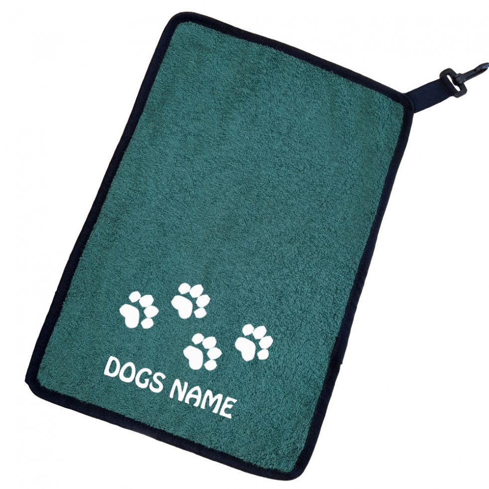 Personalised Dog Towel For Paws Bellies / Ideal Slobber Cloth - Tiny Paw Print