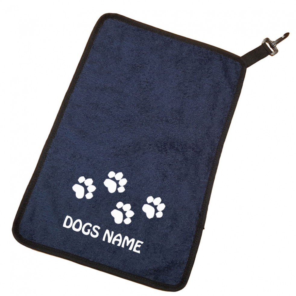Personalised Dog Towel For Paws Bellies / Ideal Slobber Cloth - Tiny Paw Print