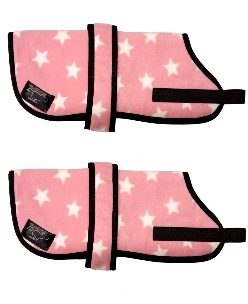 Personalised Fleece Dog Coats - Pink Stars