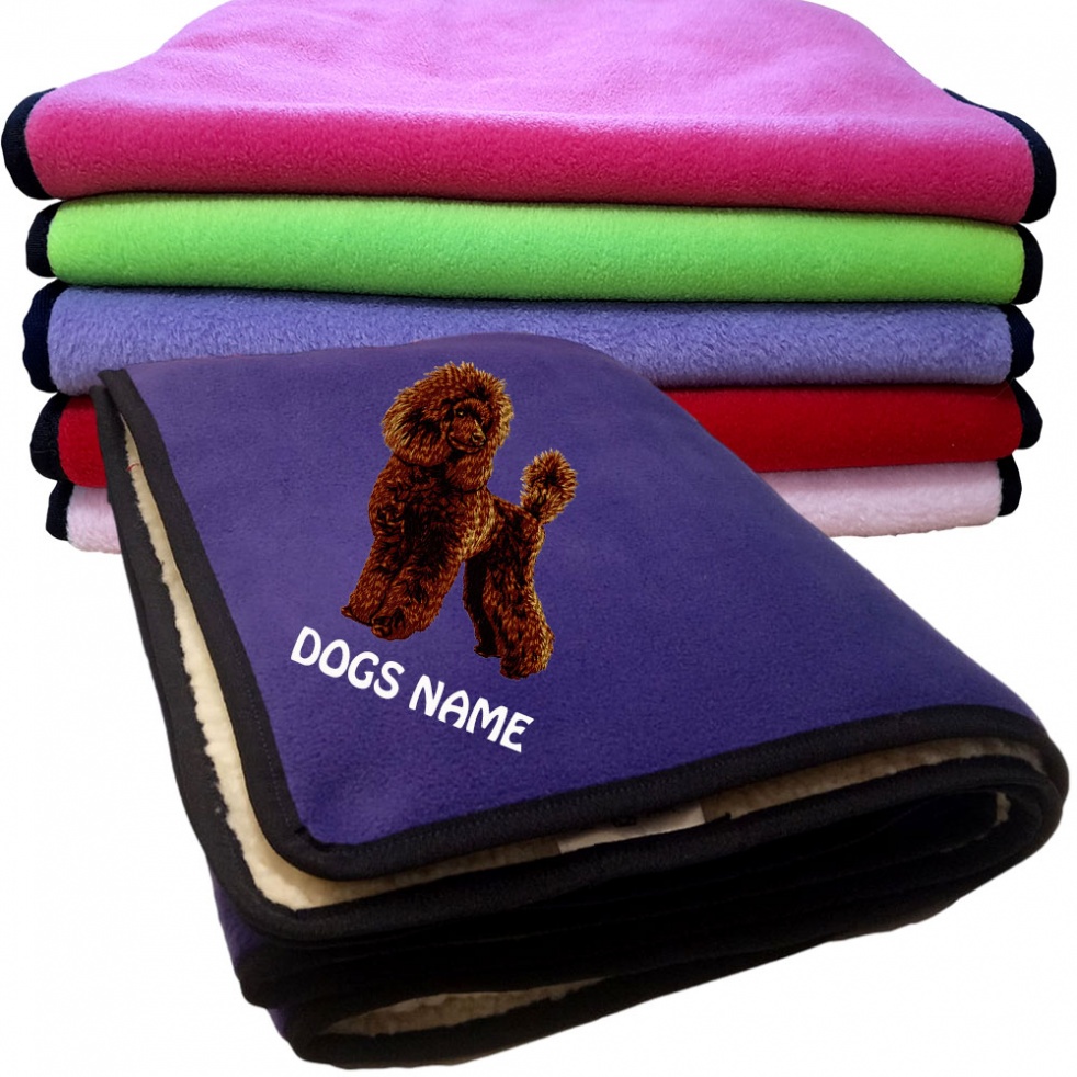 Poodle Personalised Dog Blankets  -  Design DJ785 BROWN