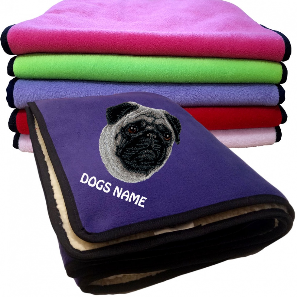 Pug Personalised Dog Blankets  -  Design D63