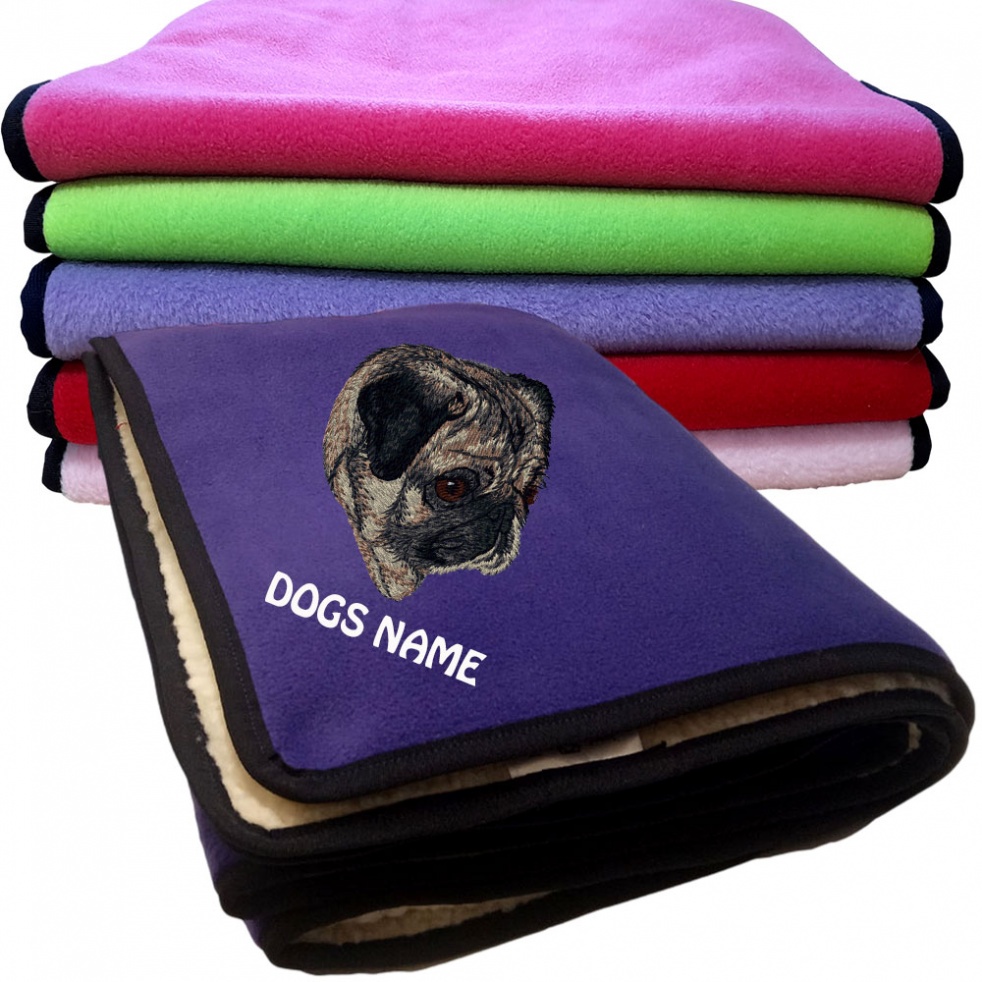 Pug Personalised Dog Blankets  -  Design DN475
