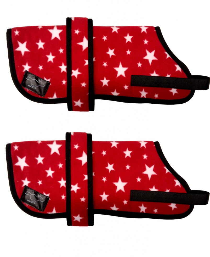 Personalised Fleece Dog Coats - Red Stars