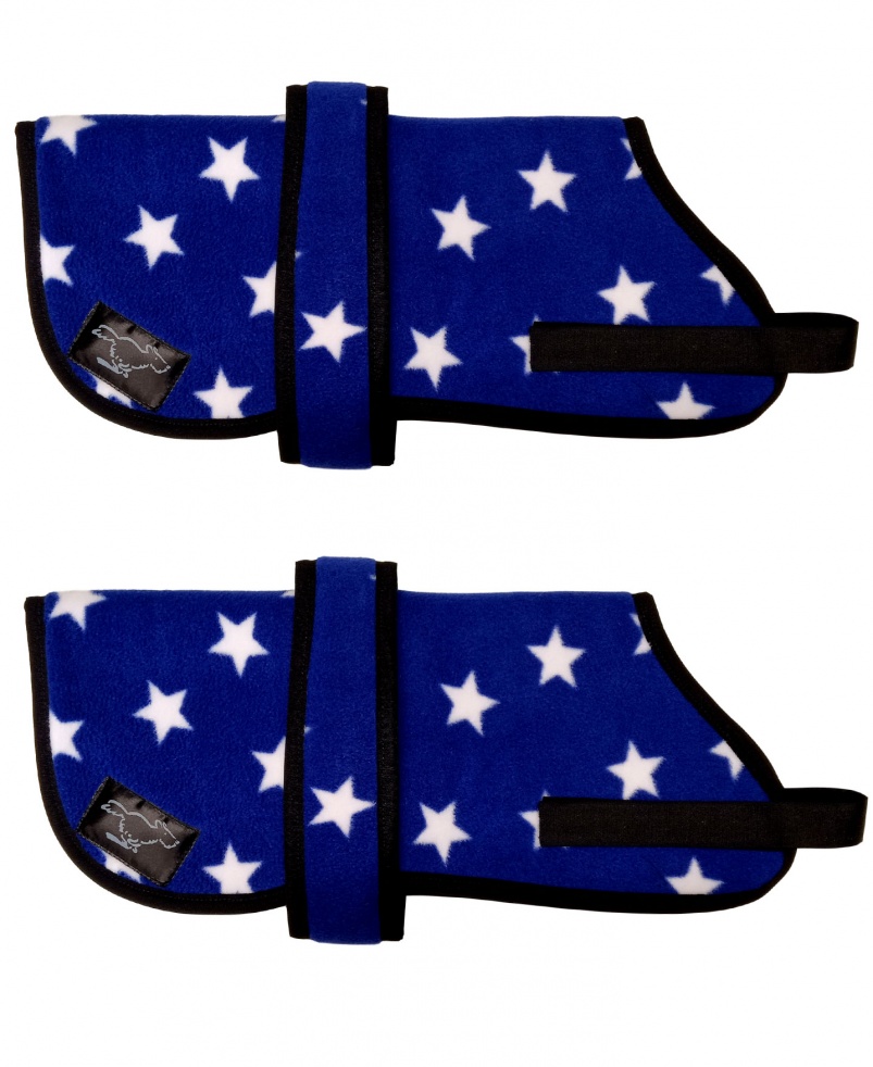 Personalised Fleece Dog Coats - Royal Blue Stars