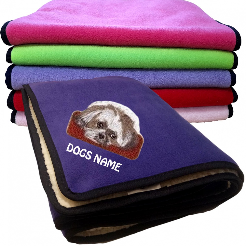 Shih Tzu Personalised Dog Blankets  -  Design RED