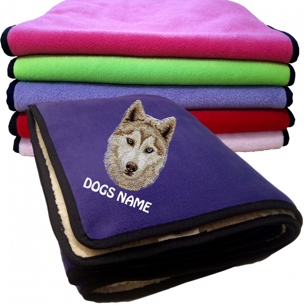 Siberian Husky Personalised Dog Blankets  -  Design DV376