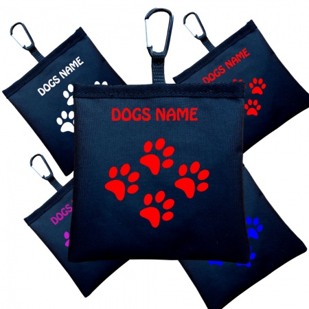 Personalised Dog Treat Bag   - Tiny Paw Prints - Black Choice Of Printing Colours
