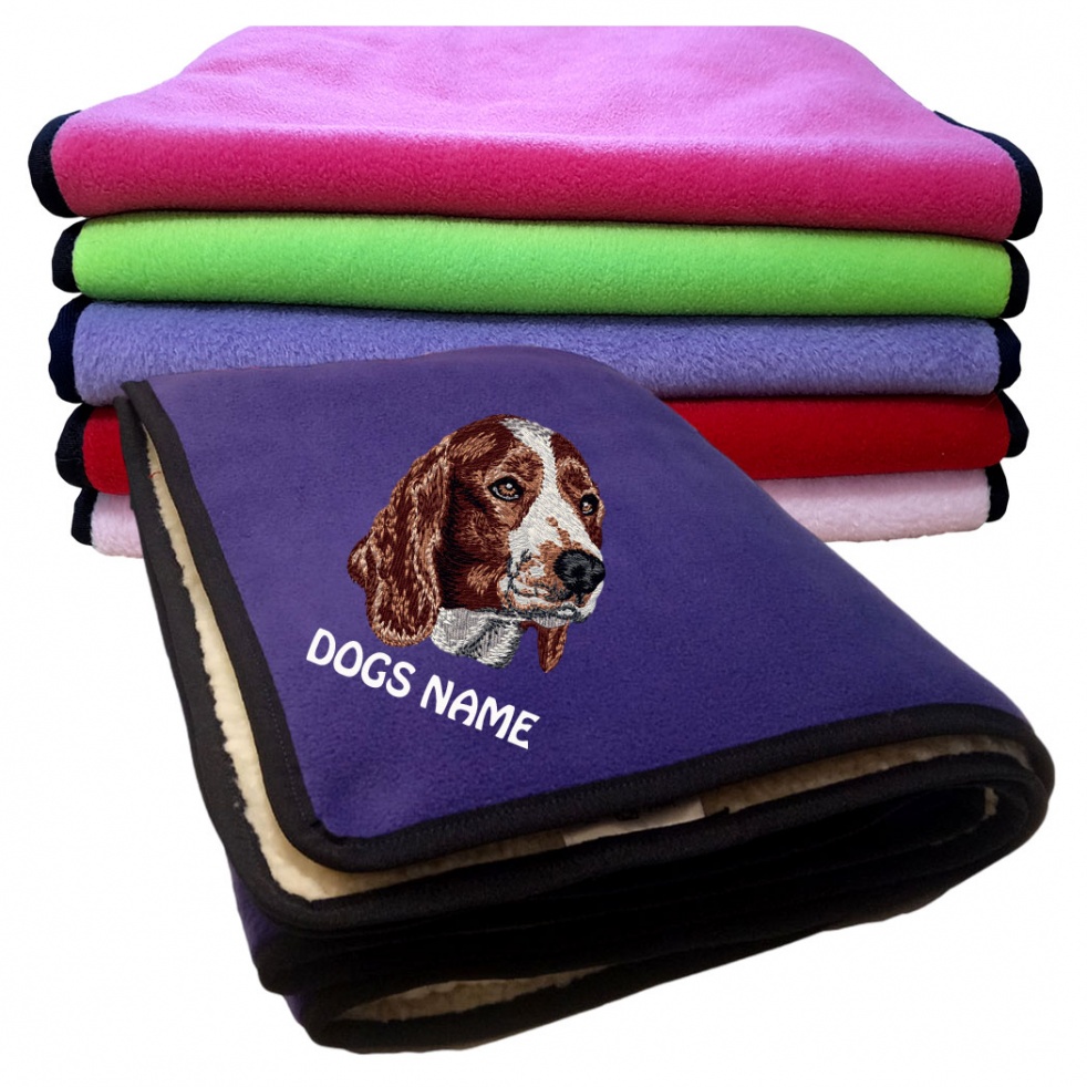 Welsh Springer Spaniel Personalised Luxury Fleece Dog Blankets Plain Colours