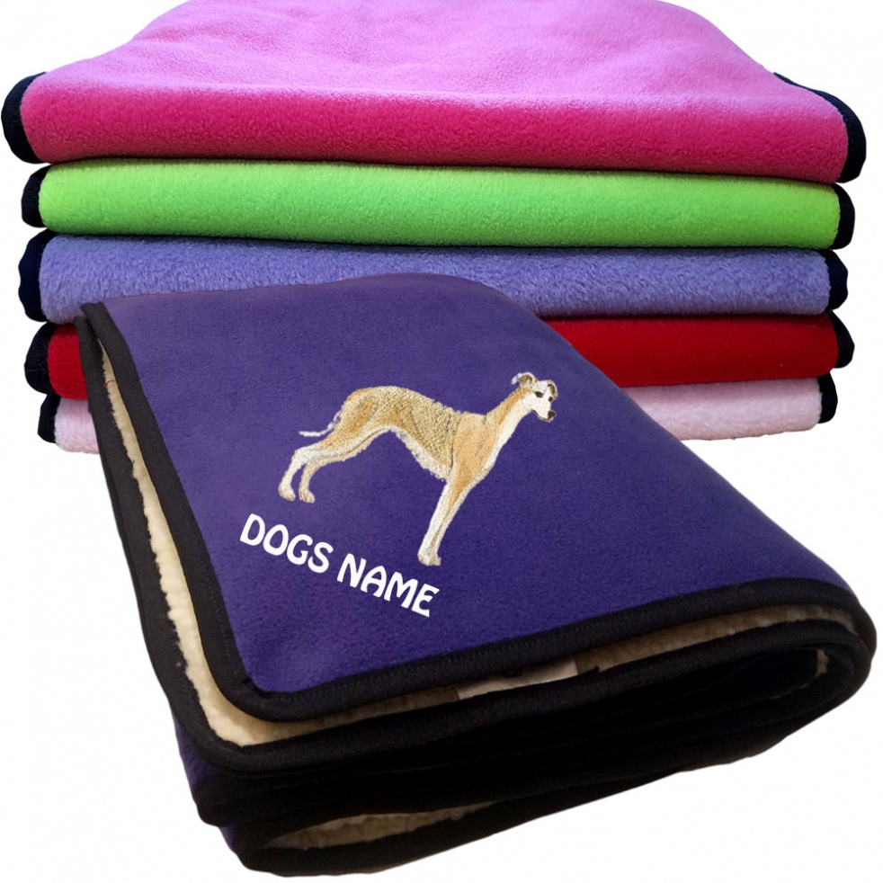 Whippet Personalised Dog Blankets  -  Design EMB